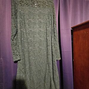 Lane Bryant Long Sleeve Lace Dress - Dark Green